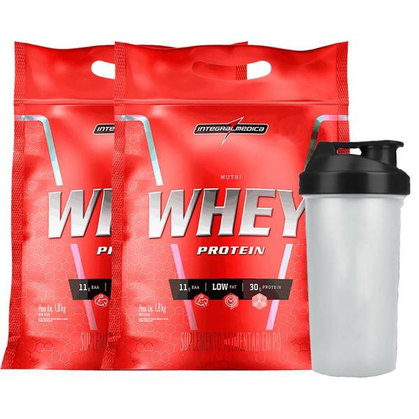 Imagem de Combo Whey protein 2x Nutri Isolado Concentrado Cookie 1,8Kg Refil + Coqueteleira - Integralmedica