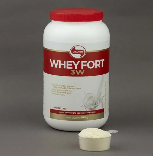 Imagem de Combo  Whey Protein 3W Fort Pote de 900g Sabor Neutro e Creatina (Creatine)de 300 g -Vitafor 