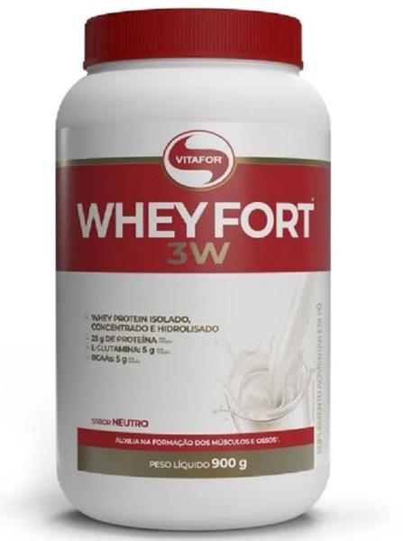 Imagem de Combo  Whey Protein 3W Fort Pote de 900g Sabor Neutro e Creatina (Creatine)de 300 g -Vitafor 