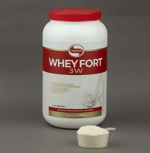 Imagem de Combo Whey Protein 3W Fort Pote de 900g Sabor Neutro e Creatina (Creatine) de 300g -Vitafor 