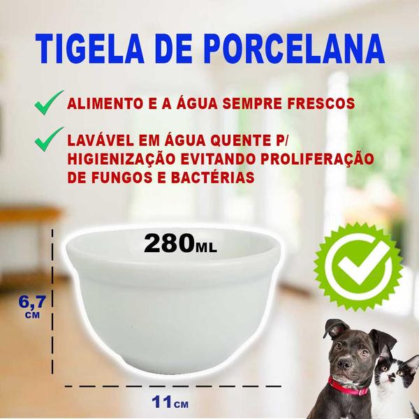 Imagem de Comedor PET Pequeno c/ 2 Tigelas Porcelana 280ml (MDF Formica Branca)