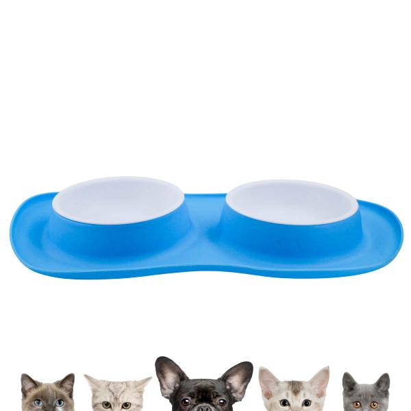 Imagem de Comedor Pote Para Ração Agua Tigela Duplo Cachorro Gato Silicone