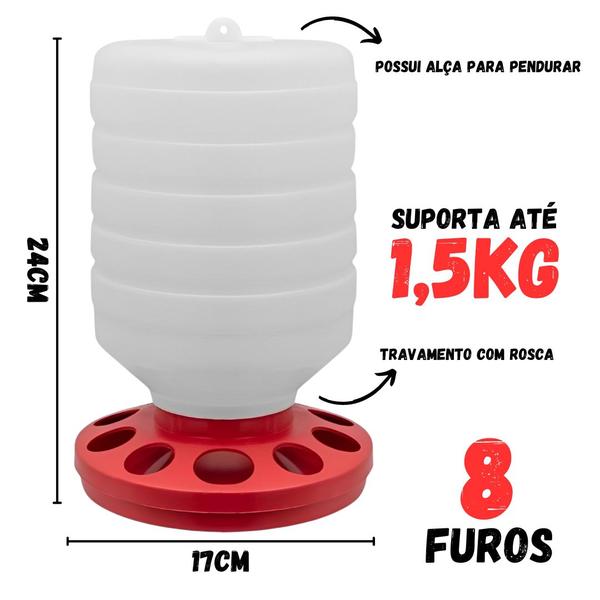 Imagem de Comedouro Automático para Frango Aves 8 Furos 1,5Kg