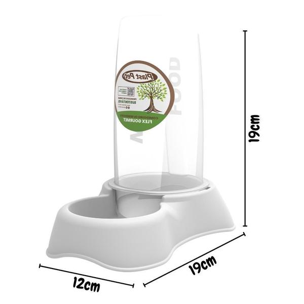 Comedouro Bebedouro Automático Flex Gourmet 650Ml Cinza - Plast Pet Imagem de Comedouro Bebedouro Automático Flex Gourmet 650Ml Cinza