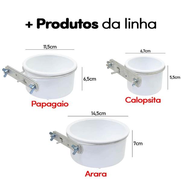 Imagem de Comedouro Bebedouro Tigela Pote Tratador com Suporte e Trava Injetfour para Papagaio Ring Neck Lóris