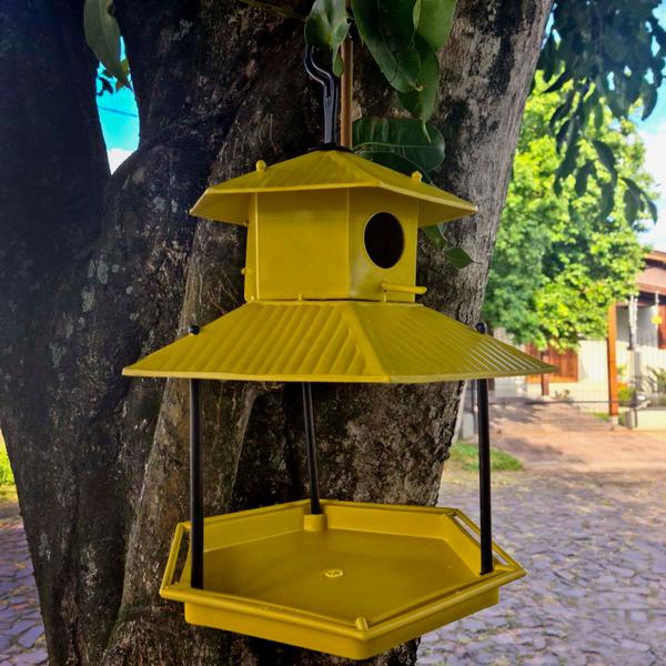 Imagem de Comedouro com casa para pássaros - Plástico reciclado