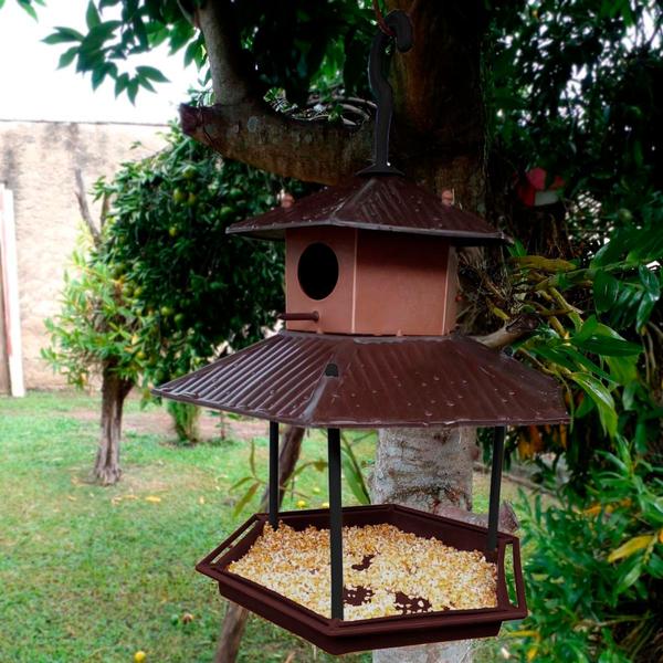 Imagem de Comedouro com casa para pássaros - Plástico reciclado