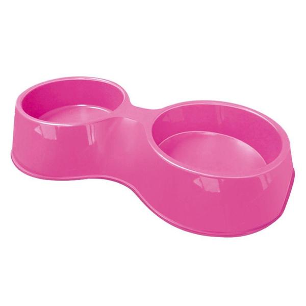 Imagem de Comedouro Duplo Furacão Pet Pop Plástico Rosa - 2 Litros