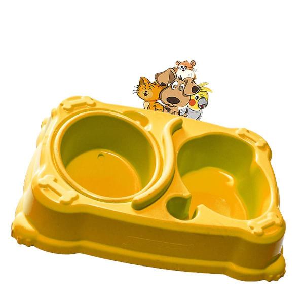 Imagem de Comedouro E Bebedouro Duplo Prime Amarelo 1000Ml Pet Au Jel