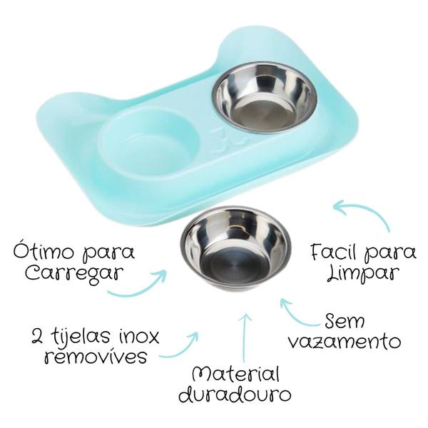 Imagem de Comedouro e Bebedouro Para Cães e Gatos Filhote Tigelas Inox