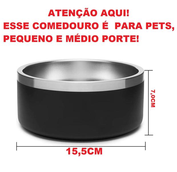 Imagem de Comedouro e Bebedouro Termico Inox Antiderrapante - Preto