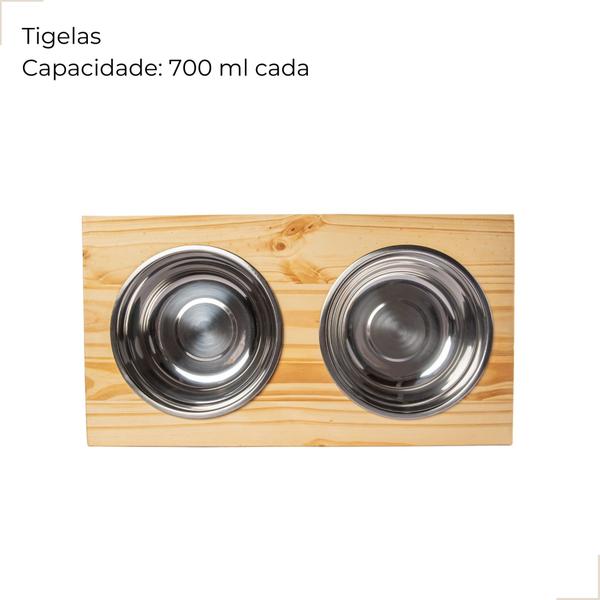 Imagem de Comedouro elevado Mádela duplo M inox