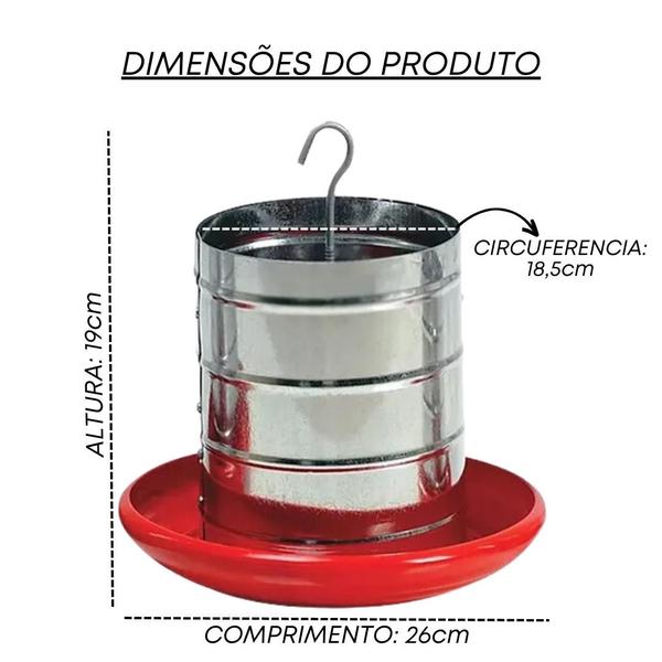 Imagem de Comedouro Galvanizado Tubular Para Aves Galinha Pinto Galo Frango Automático 3 Kg