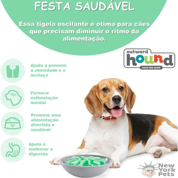 Imagem de Comedouro Lento Wobble Slo Bowl Tigela de Alimentação Divertida Para Cães - Outward Hound