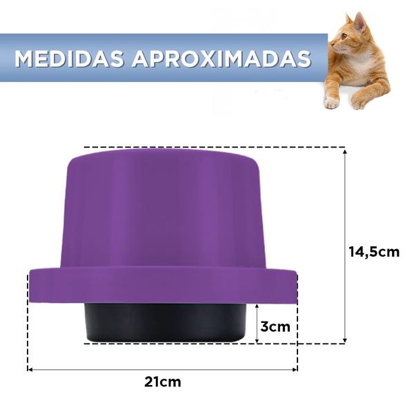 Imagem de Comedouro para Gatos Plástico Elevado Antiformigas e Higiênico com Base Antiderrapante Roxo