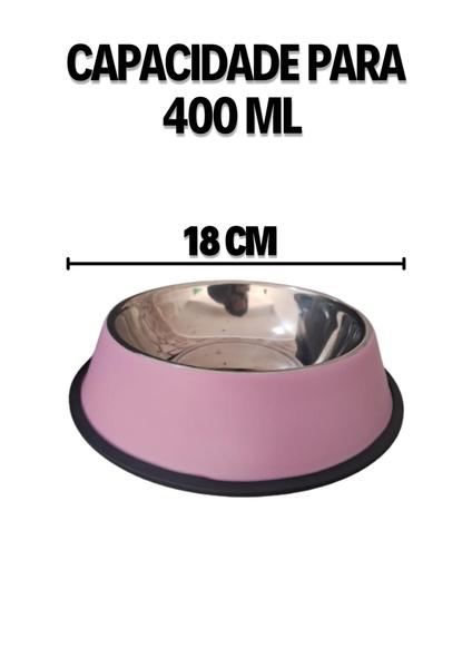 Imagem de Comedouro Tigeja Vasilha Pet ração e agua para cães e gatos em Inox 18 cm(P)- 400ml