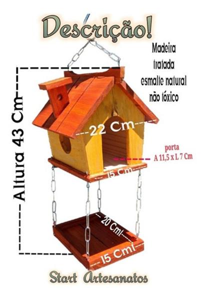 Imagem de Comedouro Tratador Casinha De Passarinho Madeira Tratada Gg