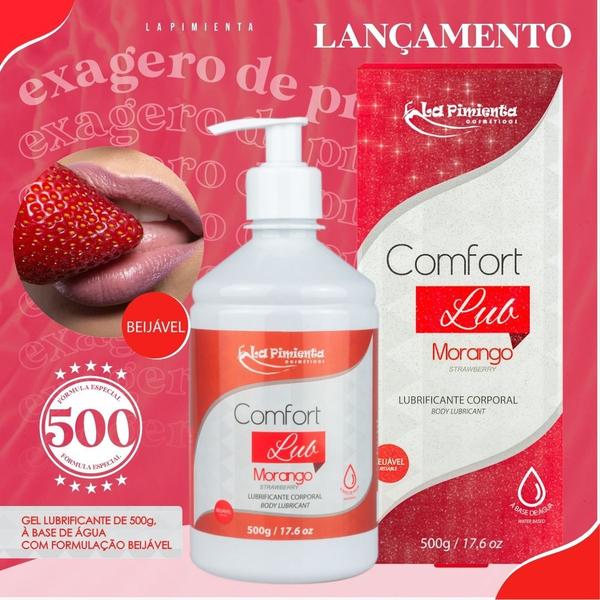 Imagem de Comfort Lub Lubrificante Corporal Beijável 500g Morango