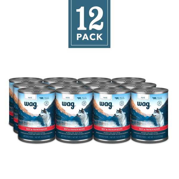 Imagem de Comida enlatada para cães Wag Pate Beef & Chicken 370mL (pacote com 12)