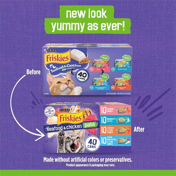 Imagem de Comida úmida para gatos Purina Friskies Pate Frutos do mar/frango 40x156g