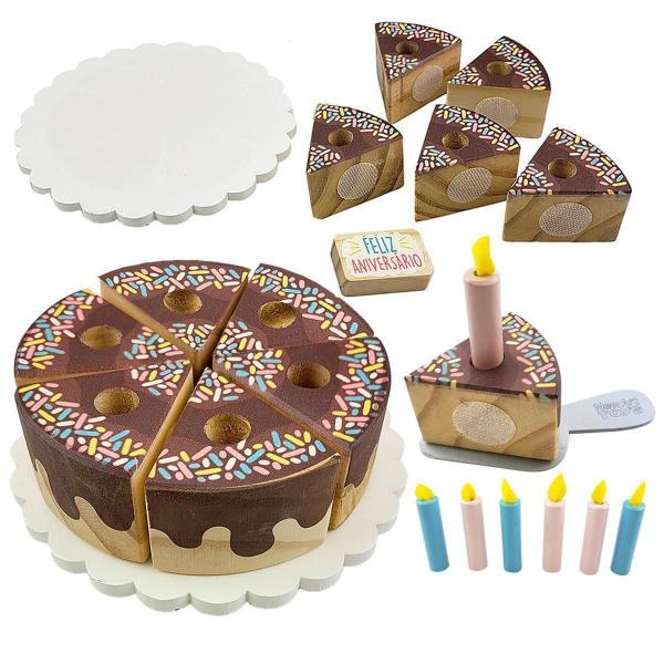 Imagem de Comidinha De Brinquedo Bolo De Brinquedo Chocolate Kit 15 Pç