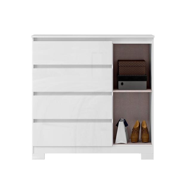 Imagem de Cômoda 1 Porta 4 Gavetas Vega Estilo Moderno Branco