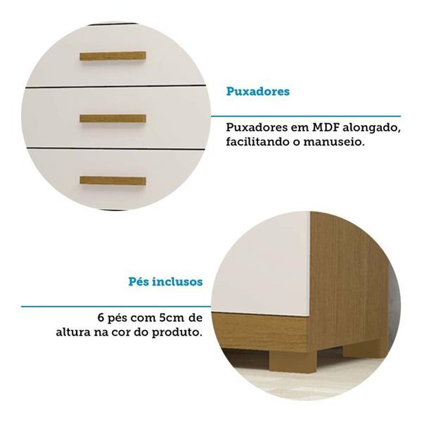 Imagem de Cômoda 1 Porta 5 Gavetas 100% MDF Miosótis Espresso Móveis Cinamomo/Off White