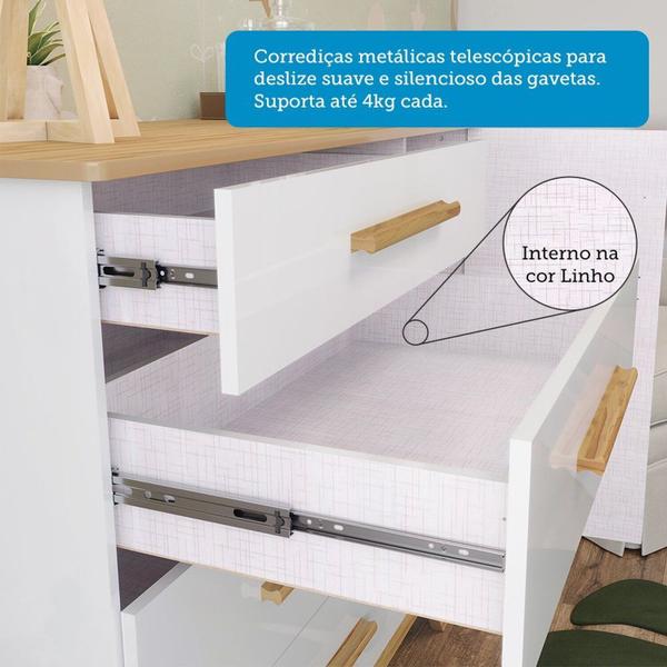 Imagem de Cômoda 1 Porta e 4 Gavetas 100% Mdf Kakau Retrô Espresso Móveis Branco / Amêndoa