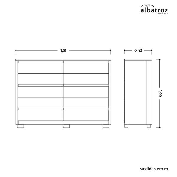 Imagem de Cômoda 10 Gavetas 151cm X 109cm Duetto