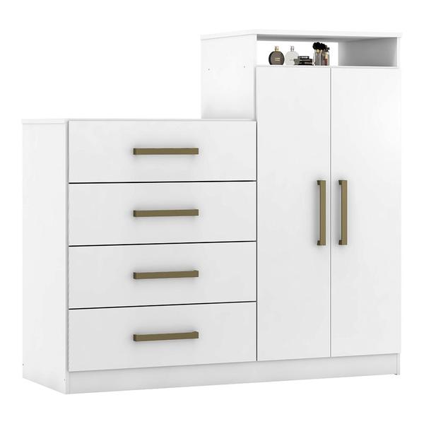 Imagem de Cômoda 2 Portas 4 Gavetas Áurea Branco 4270 Demóbile