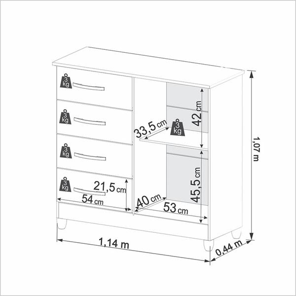 Imagem de Cômoda 2 Portas 4 Gavetas Dubai Plus Com Sapateira O Meu Móvel