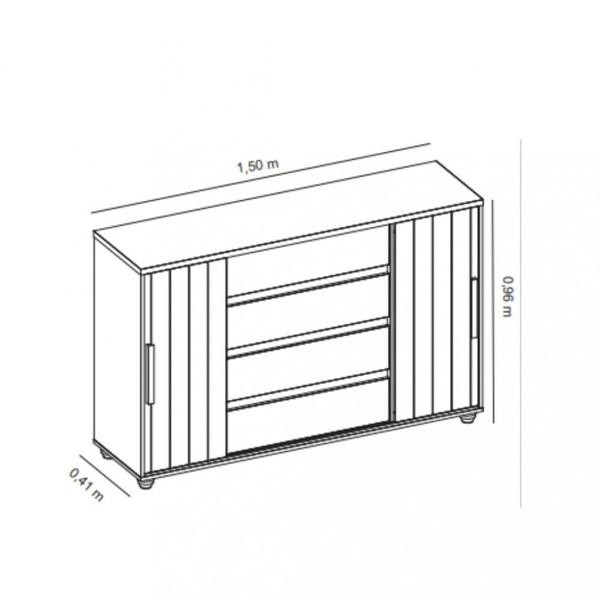 Imagem de Cômoda 2 Portas 4 Gavetas Flex Evidenza Albatroz