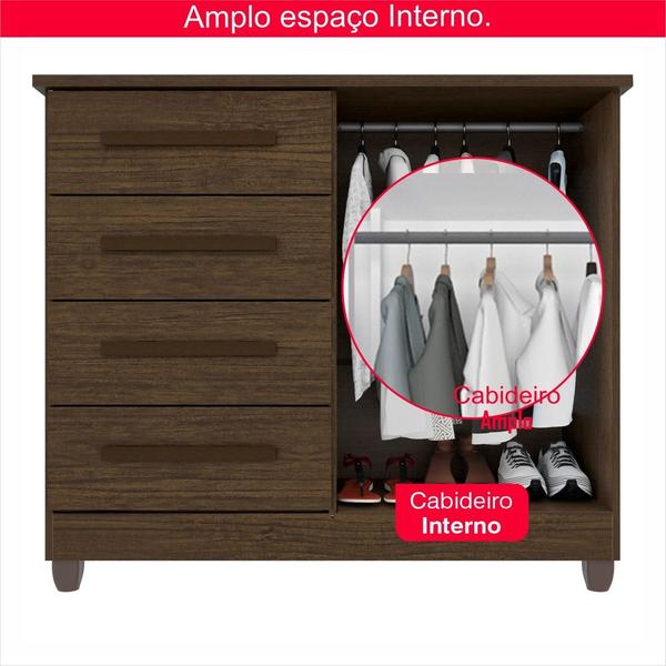 Imagem de Cômoda 2 Portas 4 Gavetas Madri Plus Com Sapateira - Tudo de Móveis