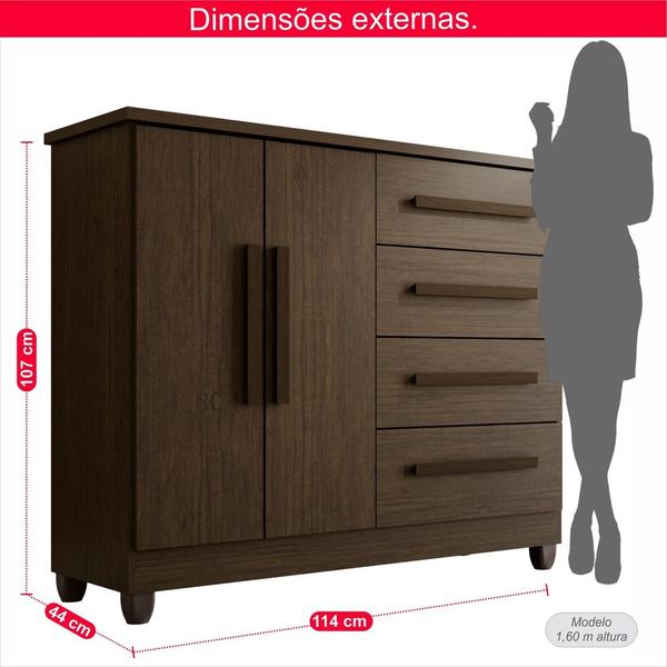 Imagem de Cômoda 2 Portas 4 Gavetas Madri Plus Com Sapateira - Tudo de Móveis