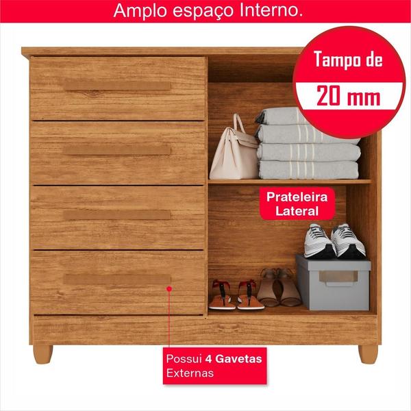 Imagem de Cômoda 2 Portas 4 Gavetas Madri Plus Com Sapateira - Tudo de Móveis