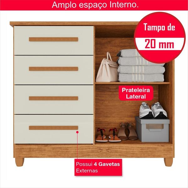 Imagem de Cômoda 2 Portas 4 Gavetas Madri Plus Com Sapateira - Tudo de Móveis