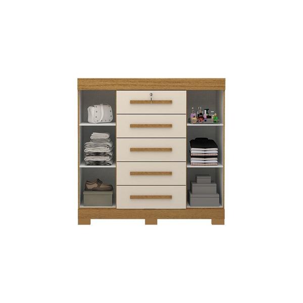 Imagem de Cômoda 2 Portas 5 Gavetas 100% MDF Coleus Espresso Móveis Cinamomo/Off White