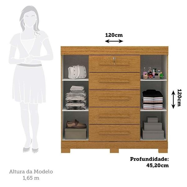 Imagem de Cômoda 2 Portas 5 Gavetas 100% Mdf Diana Acp Móveis Cinamomo