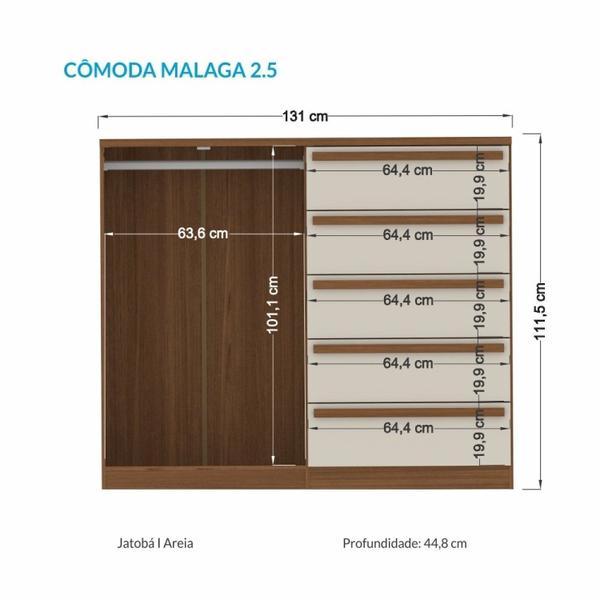 Imagem de Cômoda 2 Portas 5 Gavetas Málaga Gold