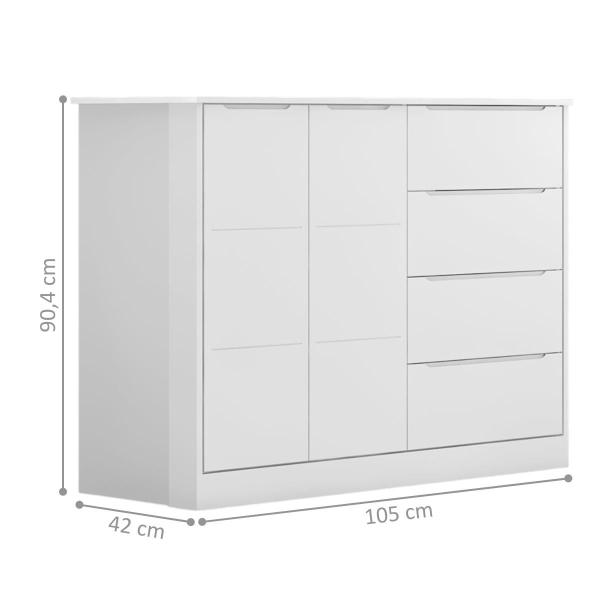 Imagem de Cômoda 2 Portas e 4 Gavetas Loures Branco Acetinado 