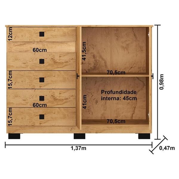 Imagem de Cômoda 2352 e Guarda Roupa Casal B23063 Freijó - Araplac