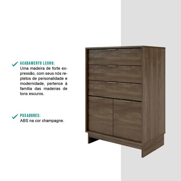 Imagem de Cômoda 3 Gavetas 2 Portas 1112 Carraro