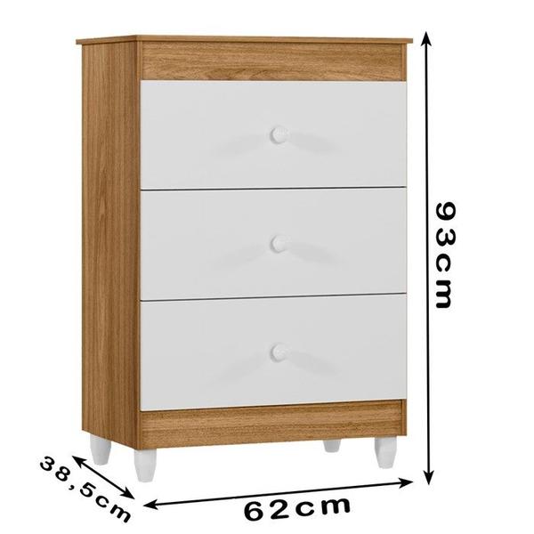 Imagem de Comoda 3 Gavetas 93cm 4100 Nature Branco PLLA