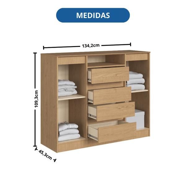 Imagem de Cômoda 4 Gavetas 2 Portas Alba para Quarto