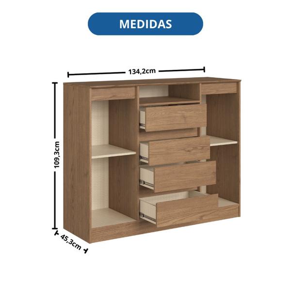 Imagem de Cômoda 4 Gavetas 2 Portas Alba para Quarto