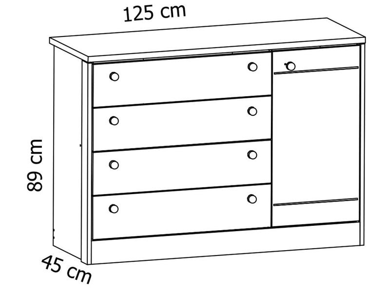 Imagem de Cômoda 4 Gavetas Bonny Branco Fosco com Mezzo - MoveisAqui