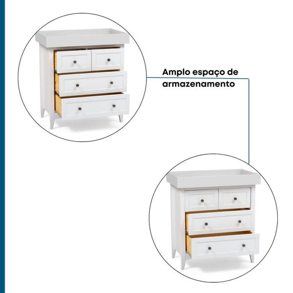 Imagem de Cômoda 4 Gavetas com Trocador Nest Branco