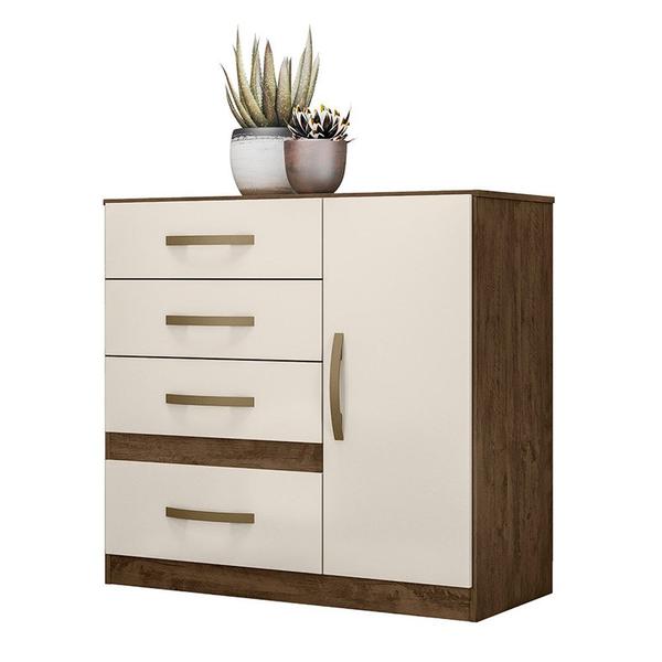 Imagem de Cômoda 4 Gavetas e 1 Porta Vênus Castanho Wood Baunilha 707391 Moval