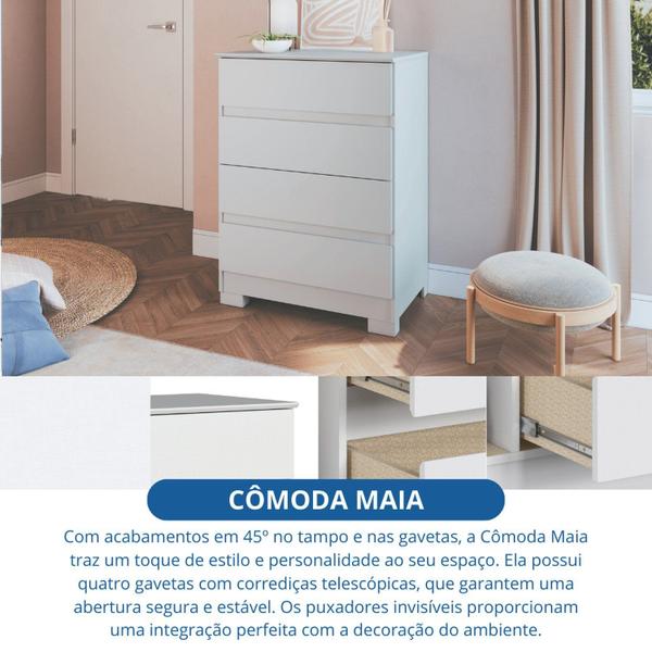 Imagem de Cômoda 4 Gavetas Maia 97cm 71,5cm X 45,3cm