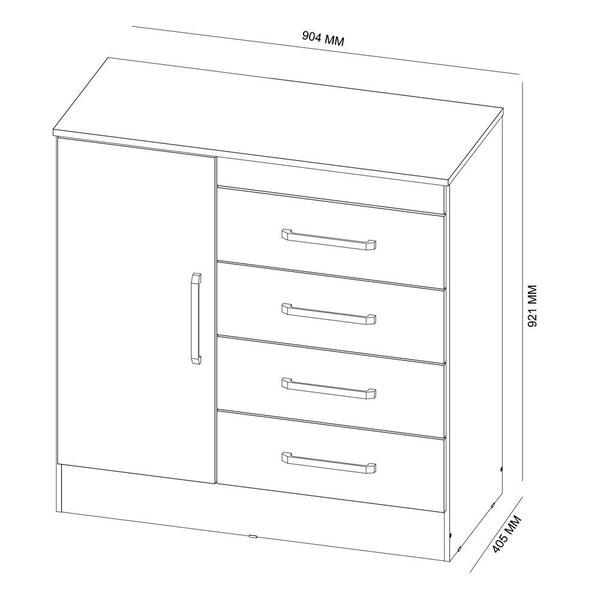 Imagem de Cômoda 4 Gavetas Montevideu 4290 Nogal / Vanilla Touch Demóbile